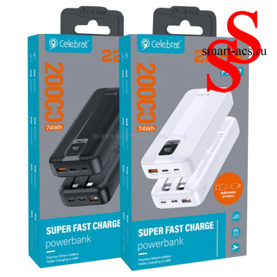 POWER BANK CELEBRAT PB-07 с кабелем для передачи данных IOS/TYPE-C